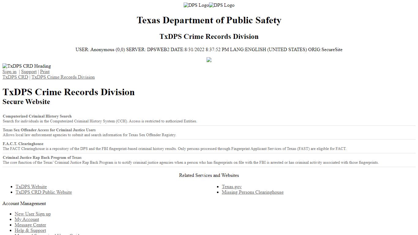 Home | TxDPS Crime Records Division - Texas
